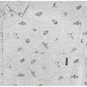 Molokai Surf Mens Button Shirt Space Tech Print Graphic Short Sleeve Sz Large